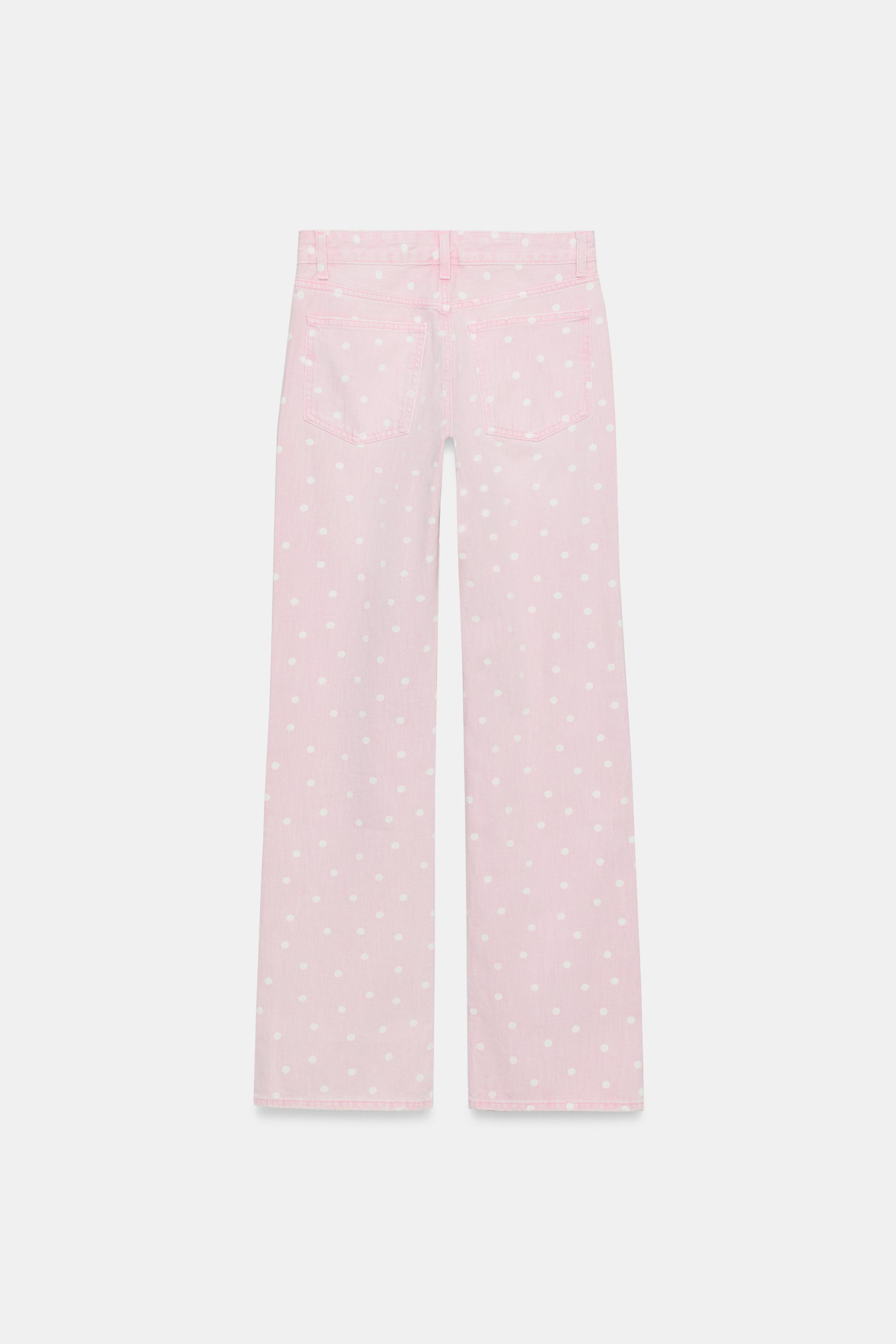 TRF WIDE LEG LOW RISE POLKA DOT JEANS